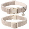 Picture of DOGWONG Cotton Hemp Dog Collar, Heavy-Duty Khaki Dog Collar Adjustable Soft Natural Fabric Pet Dog Collar Cute Wedding Puppy Necklace for Small Medium Large Dog