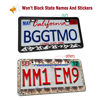 Picture of BGGTMO Mountains License Plate Frame- Black Aluminum Car Tag Cover Holder with Stainless Steel Screws Caps, Snow Mountain Tree Decal Sticker, 1 Pack 2 Hole