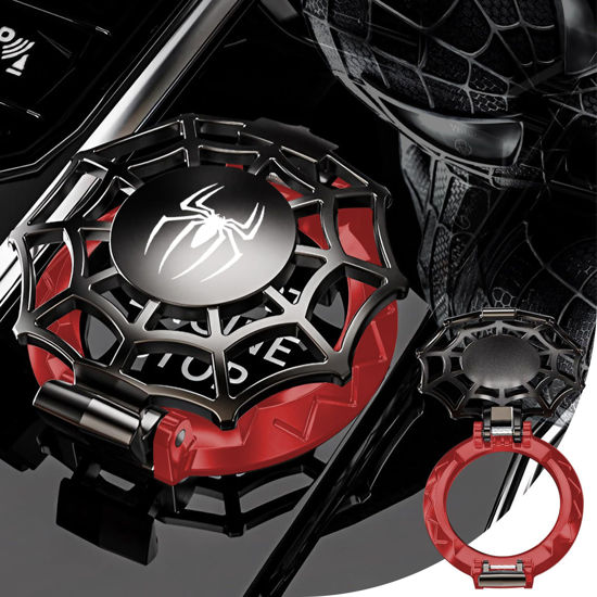 Picture of Original | Push Start Button Cover, Spiderman Car Engine Start Stop Button Cover Protector, Cool Car Accessories Interior Decor Sticker Decals Motorcycle Key Ignition Switch Cover, Black&Red