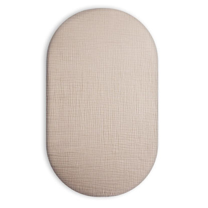 Picture of Muslin Bassinet Sheet for Baby Boy and Girl, Universal Fit for Rectangle, Oval, Hourglass Bassinet Mattress, Moses Basket Sheets (Beige, Bassinet Sheet)