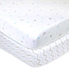 Picture of American Baby Company 2 Pack Fitted Crib Sheets 28" x 52", Soft Breathable Neutral 100% Cotton Jersey Sheet, Blue Stars/Zigzag, for Boys and Girls, Fits Crib and Toddler Bed mattresses