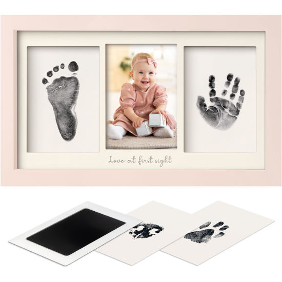 Picture of Inkless Baby Hand And Footprint Kit - Ink Pad for Baby Hand and Footprints,Dog Paw Print Kit,Dog Nose Print Kit,Clean Touch Newborn Print Kit,Baby Registry,Baby Shower Gifts,Girls,Boys (Petal Pink)