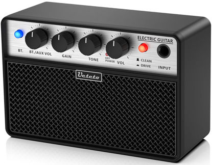 Picture of Ueteto 10W Mini Guitar Amp, Portable and Rechargeable Electric Guitar Practice Amplifier with Clean and Drive Channels
