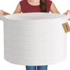 Picture of MEGASKET White Rope Storage Baskets, 22" X 22" X 14" Extra Large Blanket Basket Living Room, Soft Cotton Rope Basket, Toy Basket, XXXL Baskets for Organizing, Wicker Woven Baby Laundry Basket Hamper