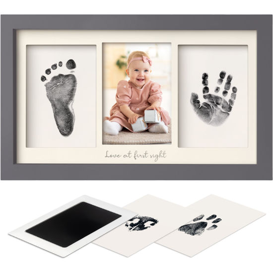 Picture of Inkless Baby Hand And Footprint Kit - Ink Pad for Baby Hand and Footprints,Dog Paw Print Kit,Dog Nose Print Kit,Clean Touch Newborn Print Kit,Baby Registry,Baby Shower Gifts,Girls,Boys (Gunmetal Gray)