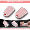 Picture of Pangpai Pink Key Fob Cover for Cadillac, Soft TPU Key Case Protection with Bling Keychain Fit for Cadillac Escalade CTS SRX XT5 ATS CT6 5 Buttons Smart Key Case