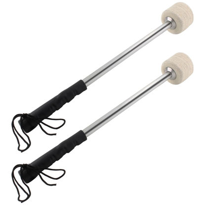 Picture of Jiozermi 2 Pcs Drum Mallet 13.8 Inches Length, Wool Felt Drum Stick, Anti-slip Bass Percussion Sticks, Instrument Band Accessory Part for Drums Snare Drums, Beige White