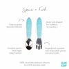 Picture of Bumkins Toddler Utensils, Kids Size Fork and Spoon Set, Silicone and Stainless-Steel Training Silverware, Angled Forks / Sporks for Self-Feeding, Children Hold Learning to Eat, 18 Months Up, Blue