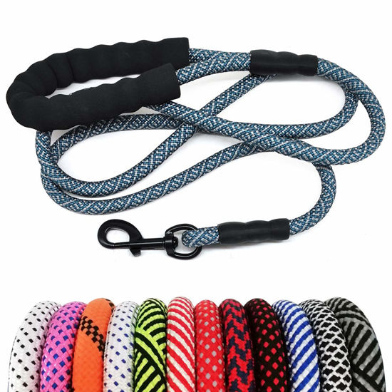 Picture of MayPaw Heavy Duty Rope Dog Leash, 3/4/5/6/7/8/10/12/15FT Nylon Pet Training Leash, Soft Padded Handle Thick Lead Leash for Large Medium Dogs (1/2" 6', Navy)