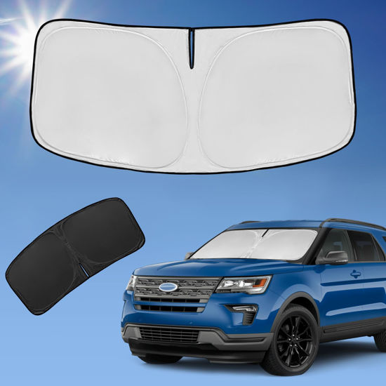 Picture of for Ford Explorer 2011-2019 Sun Shade Sunshade Windshield Cover, 4-Layer Front Window Shade Custom Fit Explorer Ford Explorer SUV, ST XLT, Limited, Platinum Sun Visor 240T Fabric Shade