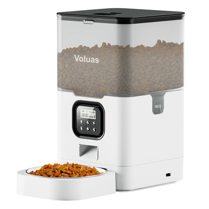 Picture of VOLUAS Automatic Cat Feeders - Pet Food Dispenser for Dry Food, Timed Cat Feeder with Desiccant Bag, Programmable Portion Size Control 4 Meals Per Day, 10s Voice Recorder
