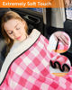 Picture of Sino Salected Heated car Blanket - 12/24 Volt Electric Blanket for car, Portable Heated Blanket for Car, Truck, SUV, RV & Camping, with Upgraded Temperature Controller, 59" x 43"(Pink-White Plaid