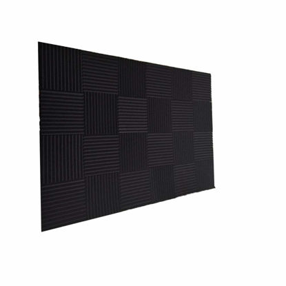 Picture of Burdurry 24 Pack Acoustic Panels Soundproof Studio Foam for Walls Sound Absorbing Panels Sound Insulation Panels Wedge for Home Studio Ceiling, 1" X 12" X 12",(24pcs, Black)