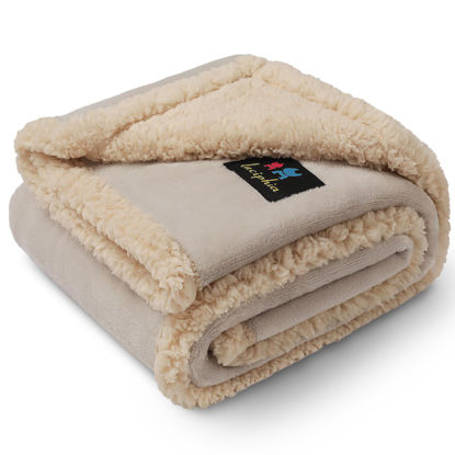 Picture of Waterproof Pet Blanket, Liquid Pee Proof Dog Blanket for Sofa Bed Couch, Reversible Sherpa Fleece Furniture Protector Cover for Small Medium Large Dogs Cats, Grey White Small（40" x 28"）