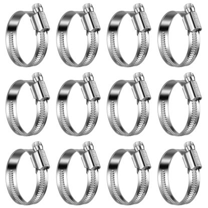 Picture of Steelsoft Heavy Duty Hose Clamp Size#20, 1-3/16 to 1-3/4 inch Adjustable Worm Gear Drive Hose Clamps Stainless Steel 304 for Fuel Injection Line, Automotive, Radiator, Garden,12 Pack