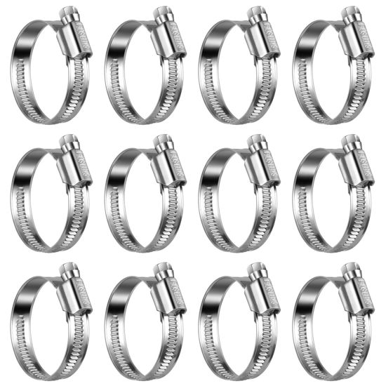 Picture of Steelsoft Heavy Duty Hose Clamp Size#20, 1-3/16 to 1-3/4 inch Adjustable Worm Gear Drive Hose Clamps Stainless Steel 304 for Fuel Injection Line, Automotive, Radiator, Garden,12 Pack
