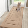 Picture of Smiry Dog Door Mat for Muddy Paws Indoor Entrance, Absorbs Moisture and Dirt Low-Profile Doormat, Washable Mat Front Door mat for Floor Home Entryway (48x30 Inches, Beige)