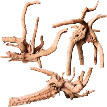 Picture of majoywoo Natural Driftwood for Aquarium Decor Fish Tank Decorations, Assorted Spider Wood Branch 7-11" 3 Pcs, Reptile Decor