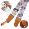 Picture of Nefelibata Japanese Cotton Guitar Strap for Acoustic Guitar, Ukulele, Free Headstock Strap Adapter, Strap Button, Guitar Picks and Strap Locks(Colorful Flowers)