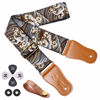 Picture of Nefelibata Japanese Cotton Guitar Strap for Acoustic Guitar, Ukulele, Free Headstock Strap Adapter with Buckle, Guitar Picks and Strap Lock(Waves)