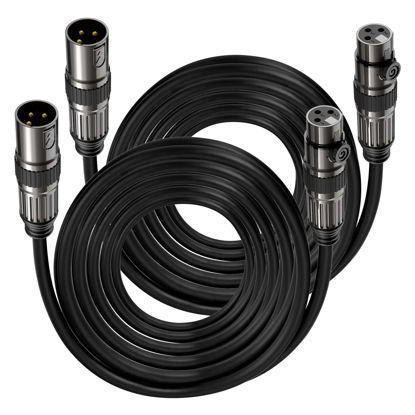 Picture of XLR Microphone Cables, 2 Pack 15 Feet Oxygen-Free Copper 3-Pin Male to Female Microphone Cable for Speaker, PA System, Podcast Audio Mixer, Studio Monitors, Audio Recording and More