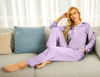 Picture of Ekouaer Women's Satin Pajama Set Long Sleeve Silk Sleepwear Button Down Sleepwear Loungewear(Lilac,XX-Large