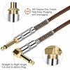 Picture of JOLGOO Guitar Cable, 1/4 Inch Cable 15 Ft, Straight to Right Angle 6.35mm Plug Bass Keyboard Instrument Cable, Orange and Black Tweed Cloth Jacket, Electric Mandolin, pro Audio