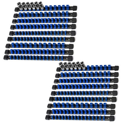 Picture of Reniteco Socket Organizer Drive ABS Tools - Blue Socket Holder, Premium Quality 18 Pieces Socket Holders Kit 1/4-Inch x 96 Clips, 3/8-Inch x 90 Clips, 1/2-Inch x 72 Clips（18PC,Blue)