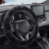 Picture of SEG Direct Furry Car Steering Wheel Cover with Fluffy Gear Shift Cover Soft Warm Non-Slip Car Decoration for Men Women Girls 2 PCS Set, Black
