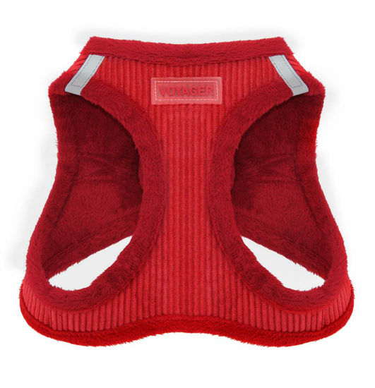 Picture of Voyager Step-In Plush Dog Harness - Soft Plush, Step In Vest Harness for Small and Medium Dogs by Best Pet Supplies - Harness (Red Corduroy), XS (Chest: 13 - 14.5")