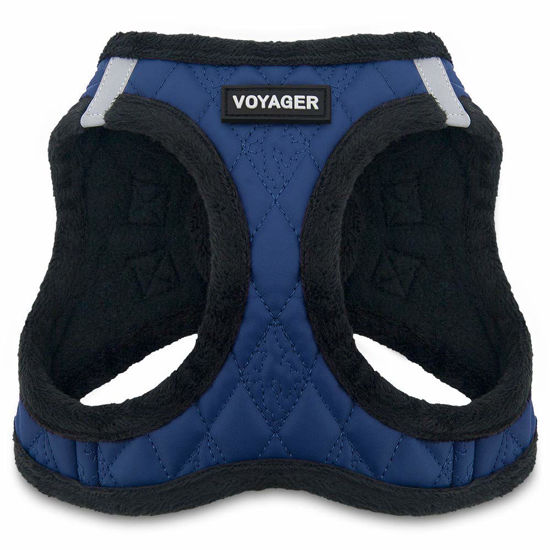Picture of Voyager Step-In Plush Dog Harness - Soft Plush, Step In Vest Harness for Small and Medium Dogs by Best Pet Supplies - Harness (Royal Blue Faux Leather), XL (Chest: 20.5 - 23")
