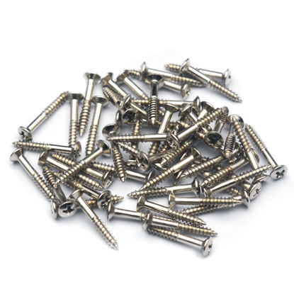 Picture of SAPHUE Electric Guitar Bass Humbucker Pickup Ring Mounting Screws,50pcs Pickup Frame Surround Screws Compatible Whith Gibson LES Paul/SG/ES Guitar(2.5 * 18mm,Chrome)