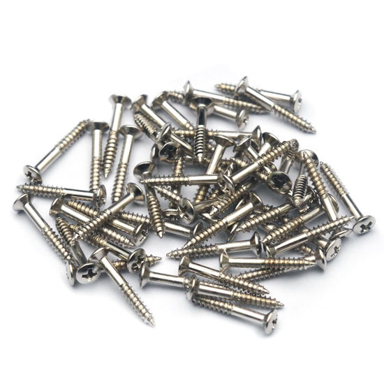 Picture of SAPHUE Electric Guitar Bass Humbucker Pickup Ring Mounting Screws,50pcs Pickup Frame Surround Screws Compatible Whith Gibson LES Paul/SG/ES Guitar(2.5 * 18mm,Chrome)