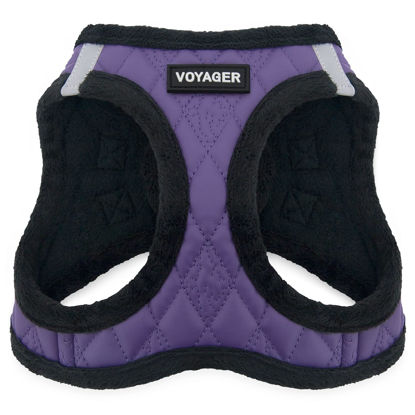 Picture of Voyager Step-In Plush Dog Harness - Soft Plush, Step In Vest Harness for Small and Medium Dogs by Best Pet Supplies - Harness (Purple Faux Leather), M (Chest: 16 - 18")