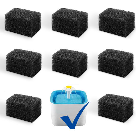 Picture of Cat Water Fountain Filters, Pack of 8 Cat Fountain Sponge Filter Pre-Filter Sponges for 84oz/2.5L Automatic Cat Fountain