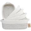 Picture of NaturalCozy 5-Piece Rectangle Storage Basket Set- Natural Cotton Rope Woven Baskets for Organizing! Small Basket for Montessori, Baby Nursery, Dog Toy Baskets, Cat Toy Box, Bathroom Organization Bin