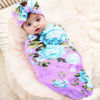 Picture of Galabloomer Newborn Baby Sleep Receiving Blanket and Bow Headband Set Baby Swaddle Blanket (purple)