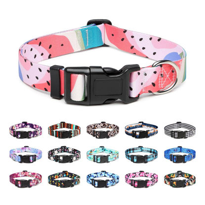 Picture of Mercano Adjustable Dog Collar - Special Design Patterns, Soft Nylon Comfortable Durable Pet Collar for Small Medium Large Dogs (S, Watermelon)