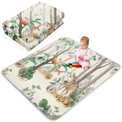 Picture of Boho Portable Baby Play Mat, 43 x 43 Inch Washable Foldable Crawling Mat, Non Slip Playmat for Babies, Kids Play Mats Pad for Floor Playpen Toddler Infants Tummy Time Activity (Jungle Animal)