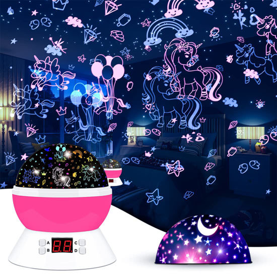 Picture of MOKOQI Unicorn Projector Night Light Lamps for Girls boys bedroom Toys for Age 6-8, Unicorns Night Lights with Timer birthday Children's Day Gifts for Kids Light Projector for Room Decor