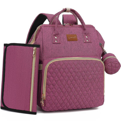 Picture of ROSEGIN Diaper Bag Backpack with Changing Pad, Pacifier Case, Baby Bag for Boy Girl Toddler - Large, Stylish, Waterproof Travel Diaper Bag for Mom - Baby Shower - Purple