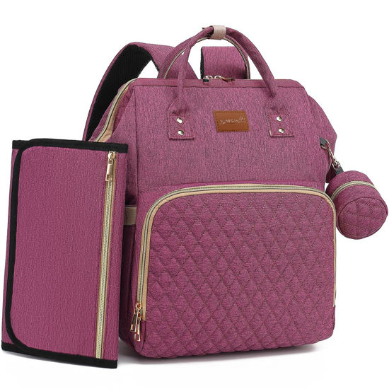 Picture of ROSEGIN Diaper Bag Backpack with Changing Pad, Pacifier Case, Baby Bag for Boy Girl Toddler - Large, Stylish, Waterproof Travel Diaper Bag for Mom - Baby Shower - Purple