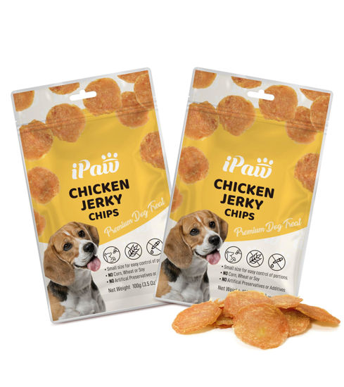 Picture of iPaw Dog Treats for Puppy Training, All Natural Human Grade Dog Treat, Hypoallergenic, Easy to Digest (Chicken Chips), 2 Packs