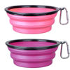 Picture of Dog Bowl Pet Collapsible Bowls, 2 Pack Collapsible Dog Water Bowls for Cats Dogs, Portable Pet Feeding Watering Dish for Walking Parking Traveling with 2 Carabiners (Large, Pink+Purple)