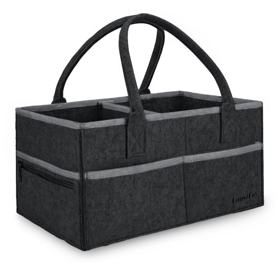Picture of Runsabay Baby Co. Diaper Caddy, Black, 36 x 22 x 18cm, Car Organizer for Diapers and Wipes, Changing Table Baby Diaper Storage, Gift for Newborns