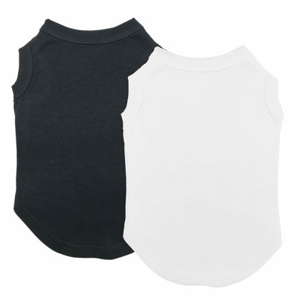 Picture of Dog Shirts Clothes, Chol&Vivi Dog Clothes T Shirt Vest Soft and Thin, 2pcs Blank Shirts Clothes Fit for Extra Small Medium Large Extra Large Size Dog Puppy, Small Size, Black and White