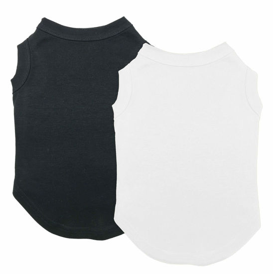 Picture of Dog Shirts Clothes, Chol&Vivi Dog Clothes T Shirt Vest Soft and Thin, 2pcs Blank Shirts Clothes Fit for Extra Small Medium Large Extra Large Size Dog Puppy, Small Size, Black and White
