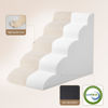 Picture of EHEYCIGA Curved Dog Stairs Ramp for High Beds 22.6" H, 5-Step Dog Steps for Small Dogs and Cats, Pet Stairs for High Bed Climbing, Non-Slip Balanced Pet Step Indoor, Beige