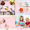 Picture of Kids Placemat - Silicone Placemat Cloud Shape Non Slip Placemat for Baby Toddlers, Portable Food Mat BPA Free Reusable Placemats for Travel and High Chairs-Easy to Clean and Roll Up (Pink)