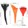 Picture of HexinYigjly 3 Pcs Automotive Funnels Set, Wide Mouth Fuel Funnels, Plastic Long Neck Oil Funnel, Flexible Right Angle Funnels, with Detachable Spout and Filter for Water/Gasoline/Coolant/Engine Oil